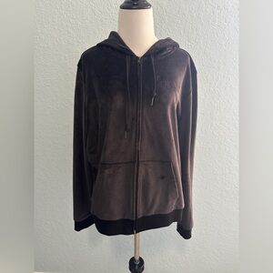 PINK Victoria's Secret Black Velour Zip Hoodie